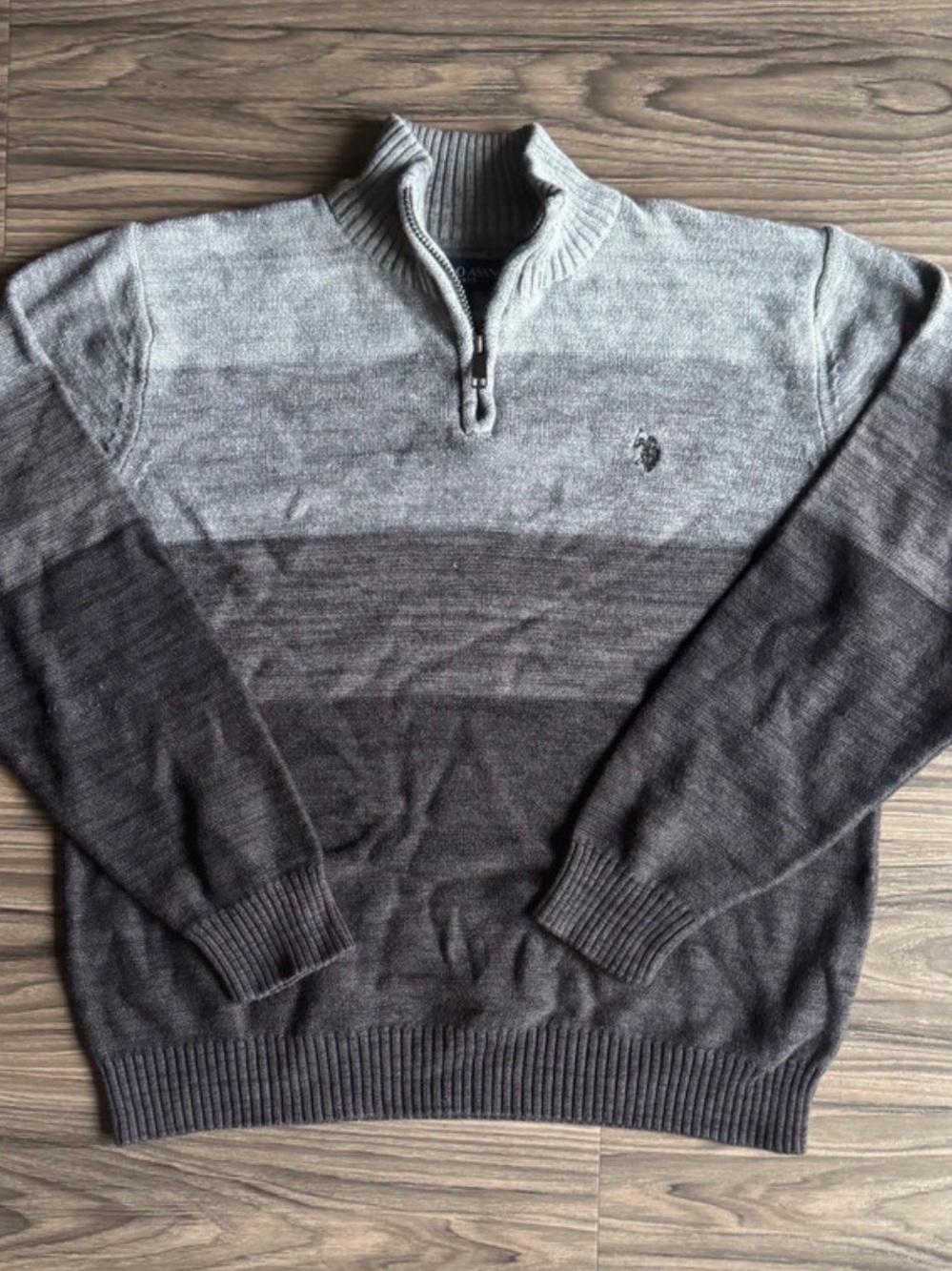 U.S. Polo Assn. Men's Ombre Gray Quarter-Zip Sweater